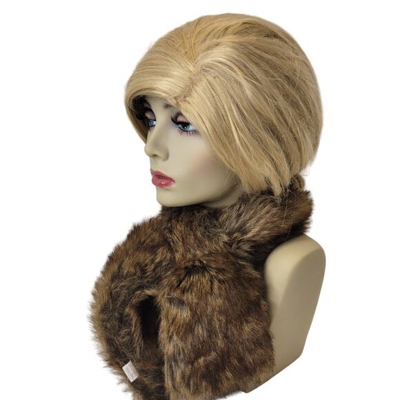 Dark Brown Faux Fur Loop Scarf Fur Neck Wrap - Picture 3 of 11